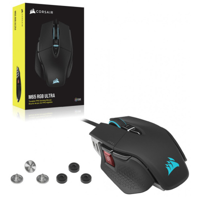 CORSAIR M65 RGB Ultra Hangolható FPS Gamer Egér - RGB Világítás - 26 000 DPI - Fekete - 2 év garanc