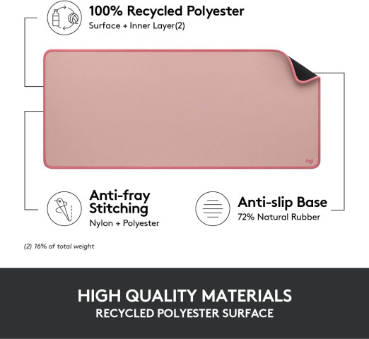 Logitech - Desk Mat-Studio Series asztali alátét - Sötét rózsaszín