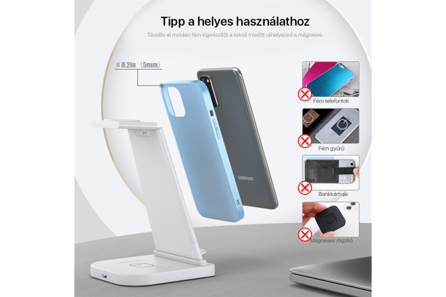Boost 3 az 1-ben Vezeték nélküli töltőállomás - fehér