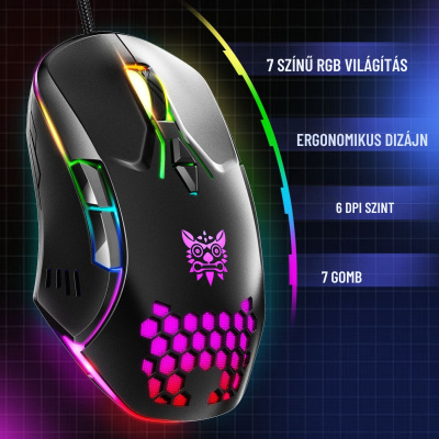 Onikuma CW902 Gamer Egér - Fekete