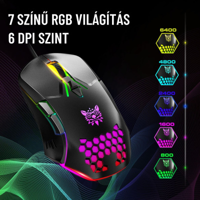 Onikuma CW902 Gamer Egér - Fekete