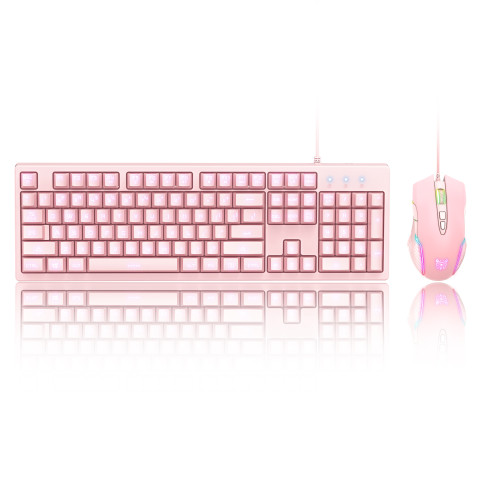 Onikuma G25+CW905 Gamer billentyűzet + egér csomag - Pink