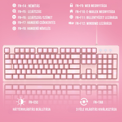 Onikuma G25+CW905 Gamer billentyűzet + egér csomag - Pink