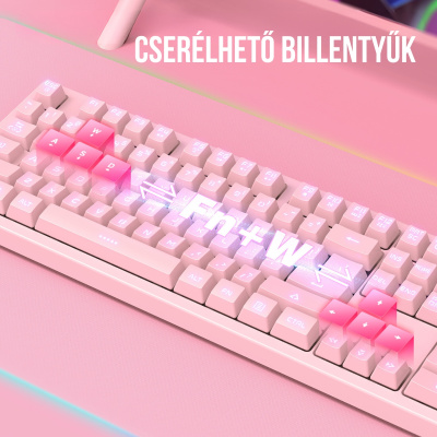 Onikuma G25+CW905 Gamer billentyűzet + egér csomag - Pink