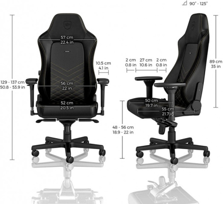 Noblechairs HERO Gamer Szék - PU Bőr - Fekete/Arany - 2 év garancia