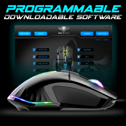 Spirit of Gamer PRO-M5 RGB Vezetékes gamer egér - fekete