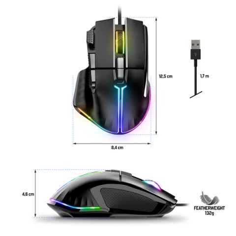 Spirit of Gamer PRO-M5 RGB Vezetékes gamer egér - fekete