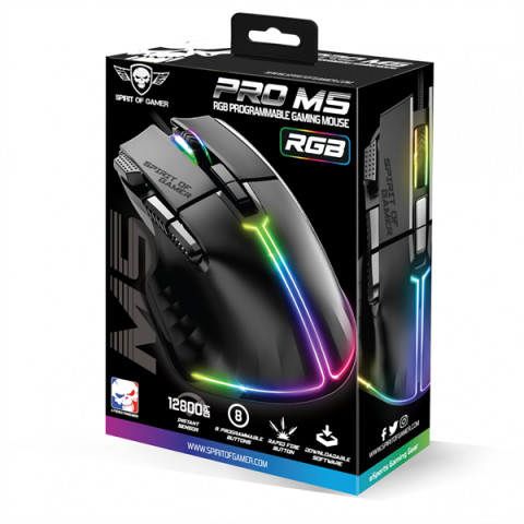 Spirit of Gamer PRO-M5 RGB Vezetékes gamer egér - fekete