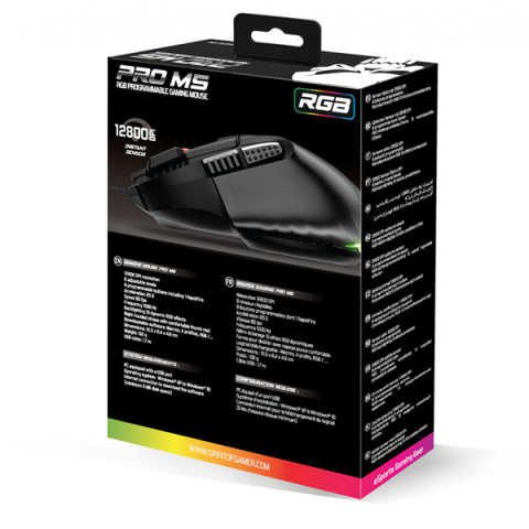 Spirit of Gamer PRO-M5 RGB Vezetékes gamer egér - fekete