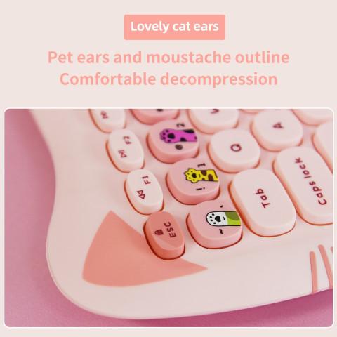 GEEZER Cat Plus Vezeték nélküli Billentyűzet + Egér + Egérpad csomag - Angol kiosztás