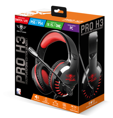 Spirit of Gamer PRO-H3 Gamer Headset - Fekete-piros