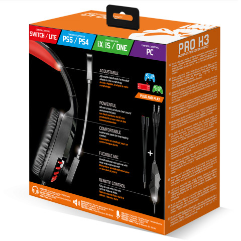 Spirit of Gamer PRO-H3 Gamer Headset - Fekete-piros