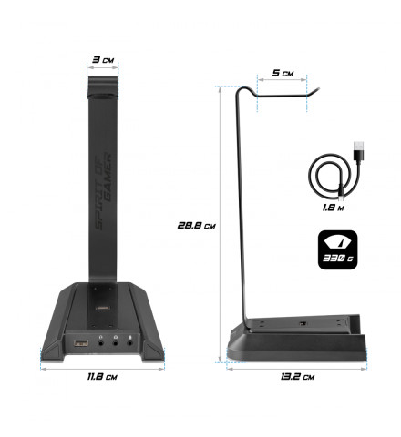 Spirit of Gamer SENTINEL 7.1 Headset állvány - Fekete