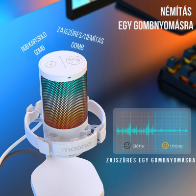 MAONO DGM20 USB Streamer/Gamer Mikrofon RGB - Fehér