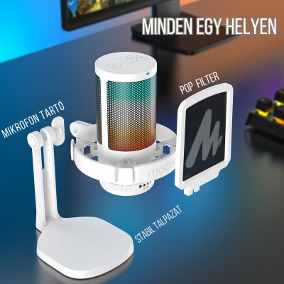 MAONO DGM20 USB Streamer/Gamer Mikrofon RGB - Fehér