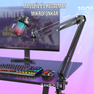 MAONO DGM20S USB Streamer/Gamer Mikrofon Kit RGB - Fehér