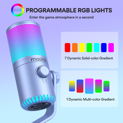 MAONO DM30 RGB USB Streamer/Gamer Mikrofon - Lila