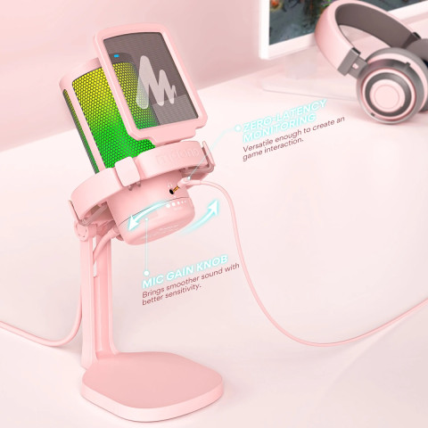 MAONO DGM20 USB Streamer/Gamer Mikrofon RGB - Pink