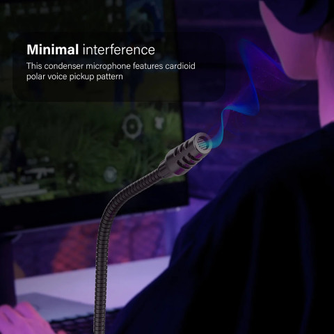 Vertux CONDOR USB-C Streamer/Gamer Mikrofon - Fekete