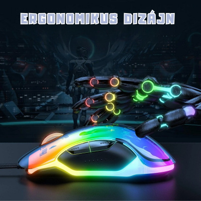 Onikuma CW925 RGB Átlátszó Gamer Egér
