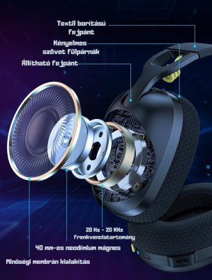 Onikuma B2 Vezeték Nélküli Bluetooth Gamer Fejhallgató