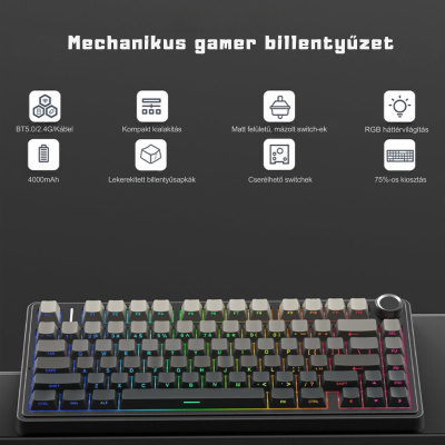 AULA F75 Vezeték Nélküli Mechanikus Gamer Billentyűzet