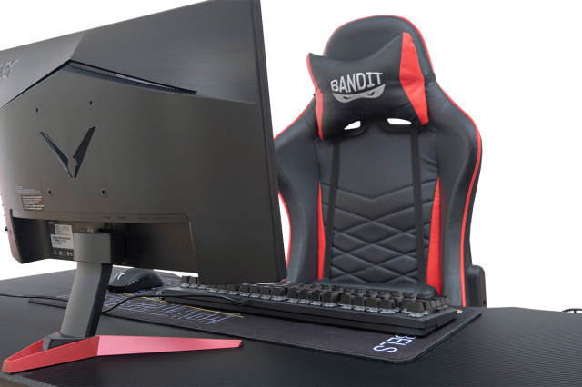 BANDIT Obsidian Gamer Asztal - Fekete + BANDIT PURE RGB Gamer Egérpad - XL