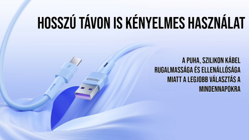 Leya Series Liquid Silicone Hajlékony USB-A-Type-C gyorstöltő kábel 66W 1m - Fekete
