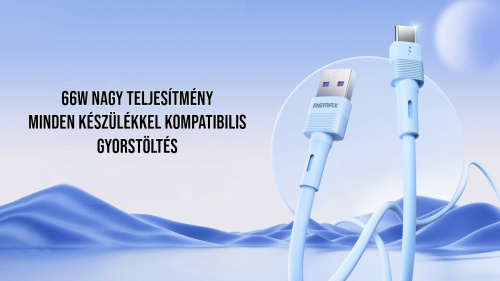 Leya Series Liquid Silicone Hajlékony USB-A-Type-C gyorstöltő kábel 66W 1m - Fekete