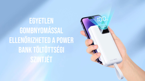 Remax Suji Series gyorstöltő Powerbank PD+QC 22,5W 30000mAh