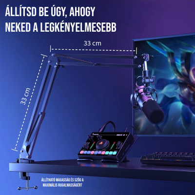 MAONO PD200XS USB Dynamic Streamer Mikrofon RGB + Tartókar Kit