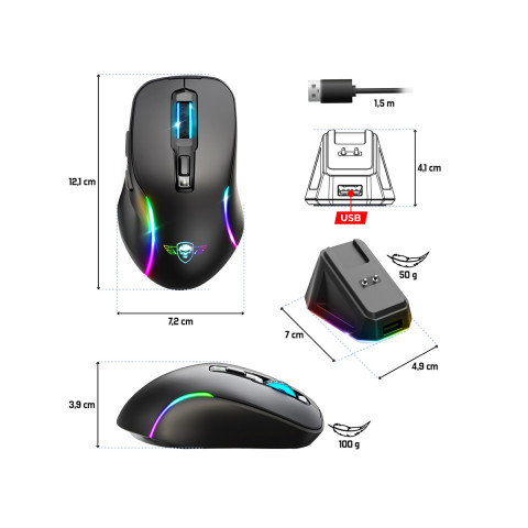 Spirit of Gamer Elite-M50 Vezeték nélküli gamer egér - Fekete