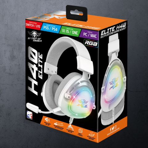 Spirit of Gamer ELITE-H40 RGB gamer fejhallgató - Fehér