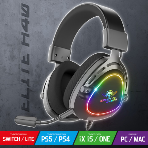 Spirit of Gamer ELITE-H40 RGB gamer fejhallgató - Fekete
