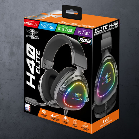Spirit of Gamer ELITE-H40 RGB gamer fejhallgató - Fekete