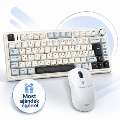 AULA F75 MAGYAR Nyelvű Vezeték Nélküli Mechanikus Gamer Billentyűzet - Magyar kiosztás! + egér