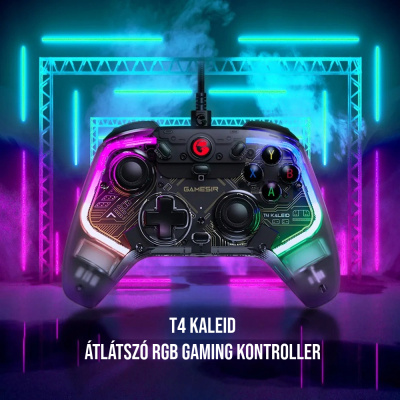GameSir T4 Kaleid Vezetékes Kontroller - Átlátszó