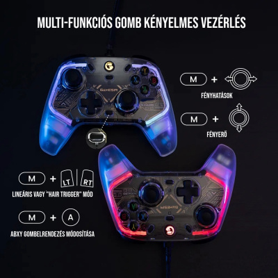 GameSir T4 Kaleid Vezetékes Kontroller - Átlátszó