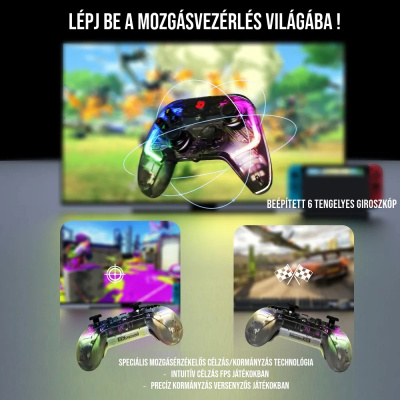 GameSir T4 Kaleid Vezetékes Kontroller - Átlátszó