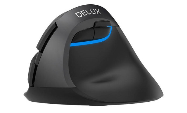 Delux M618Mini DB vezeték nélküli vertikális egér Bluetooth + 2.4GHz - Fekete