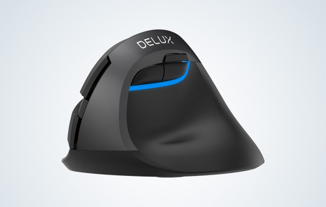 Delux M618Mini DB vezeték nélküli vertikális egér Bluetooth + 2.4GHz - Fekete