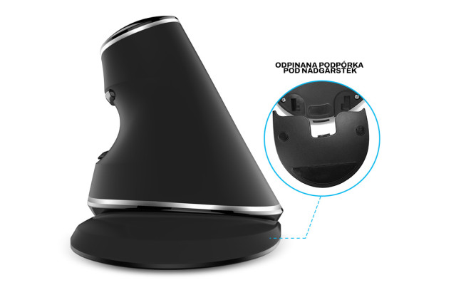 Delux M618PD vezeték nélküli vertikális egér Bluetooth + 2.4GHz - Fekete