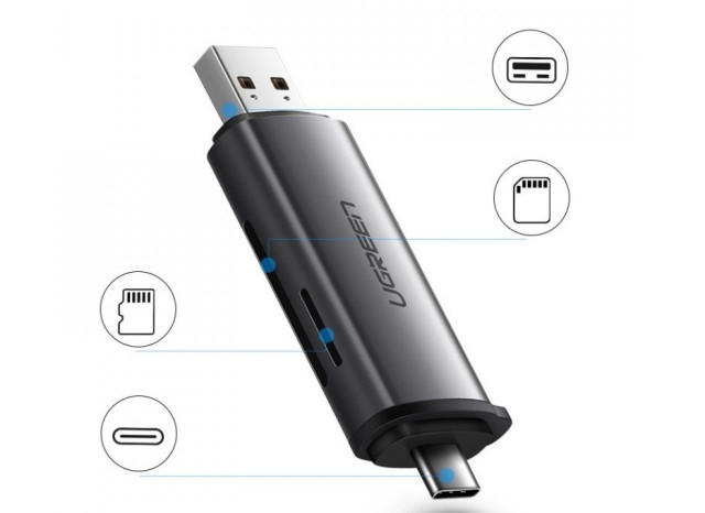 Ugreen USB + USB-C adapter, SD + microSD kártyaolvasó