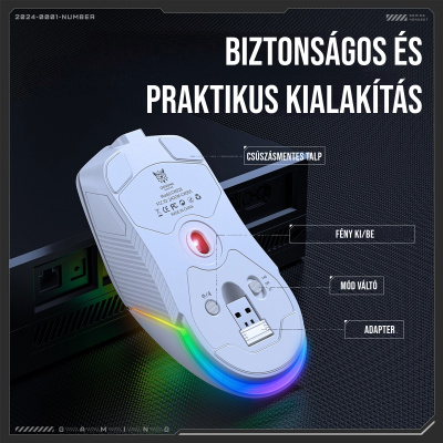 Onikuma CW929 RGB Gamer egér - Fehér