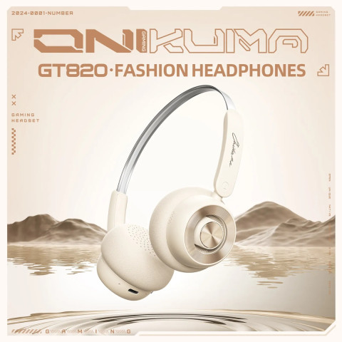 Onikuma GT820 Vezeték Nélküli Bluetooth Headset - Bézs