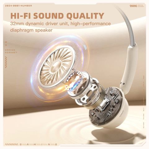 Onikuma GT820 Vezeték Nélküli Bluetooth Headset - Bézs