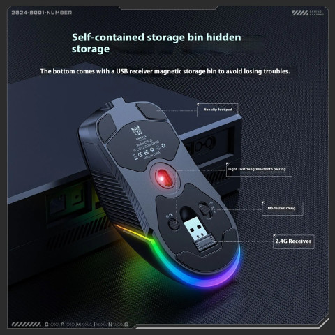Onikuma CW928 Tri-Mode Vezeték nélküli Gamer egér - Fekete