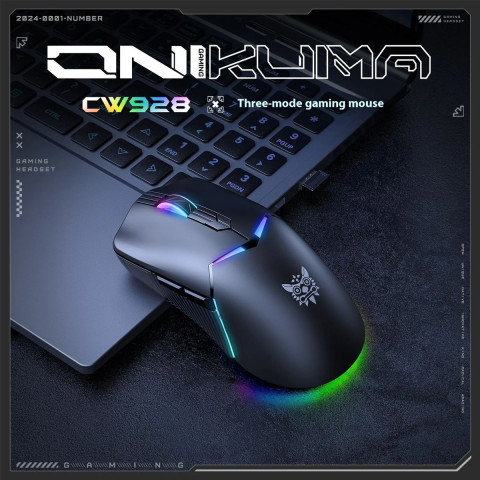 Onikuma CW928 Tri-Mode Vezeték nélküli Gamer egér - Fekete
