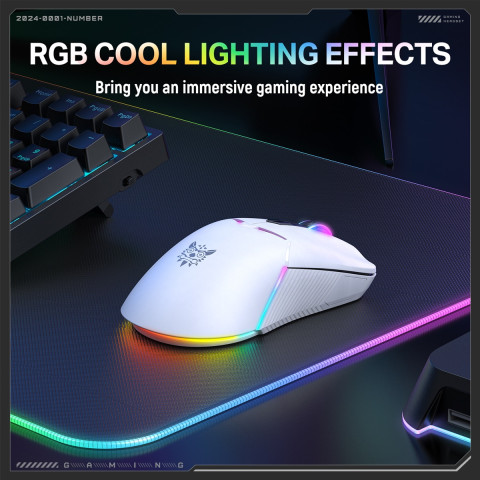 Onikuma CW928 Tri-Mode Vezeték nélküli Gamer egér - Fehér