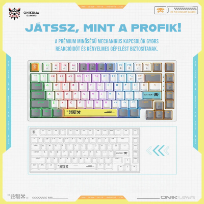 Onikuma G58 Mechanikus Gamer Billentyűzet TKL - Fehér - Angol kiosztás!